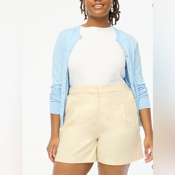 J Crew Shorts Linen Blend Pleated Khaki NWT Women Size 16 High Rise - Picture 1 of 7